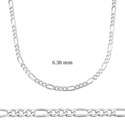 Gumush - Sterling Silver 925 Figaro Chain - 6.30 mm