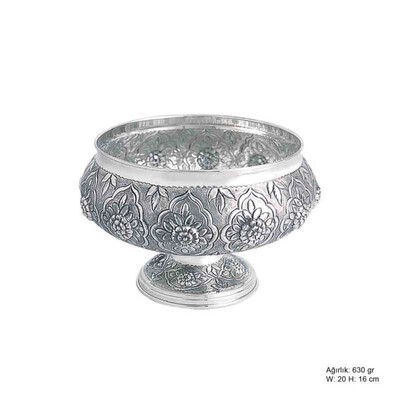 Tekbir Silver - Çiçek Desenli Gümüş Şekerlik