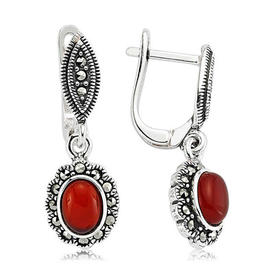 Tekbir Silver - Gümüş Akik Taşlı Markazit Küpe