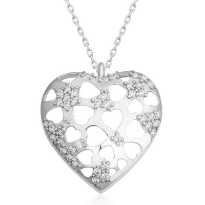 Gumush - Sterling Silver 925 Heart Necklace for Women