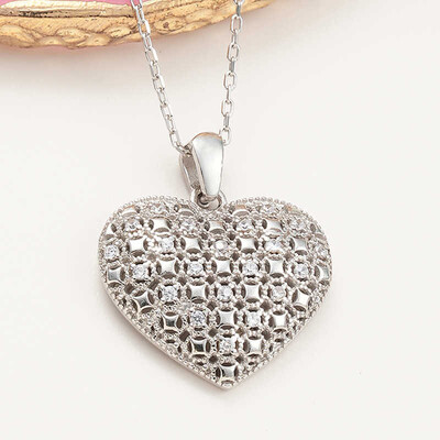 Gumush - Sterling Silver 925 Heart Necklace for Women