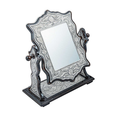 Gumush - ​Gümüş Çiçek Desenli Kare Çift Taraflı Ayna (1)