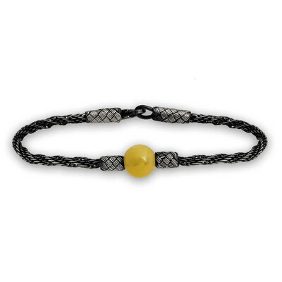 Gumush - Sterling Silver 925 Kazaziye Bracelet with Amber