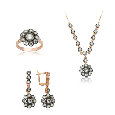 Tekbir Silver - Gümüş Elmas Montür Çiçek Bayan Set