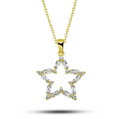 Gumush - Sterling Silver 925 Star Necklace for Women