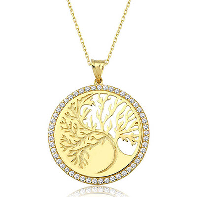 Gumush - Gümüş Gold Hayat Ağacı Kadın Kolye
