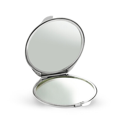Tekbir Silver - Gümüş Gül Motifli Kapaklı Yuvarlak El Aynası (1)