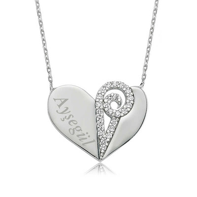 Tekbir Silver - Sterling Silver 925 Heart Necklace for Women