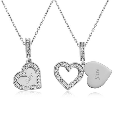 Tekbir Silver - Sterling Silver 925 Heart Necklace for Women