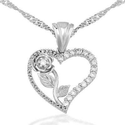 Tekbir Silver - Sterling Silver 925 Heart Necklace for Women