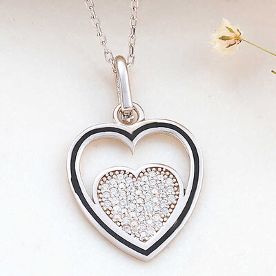 Gumush - Sterling Silver 925 Heart Necklace for Women