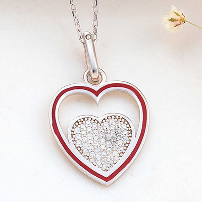 Gumush - Sterling Silver 925 Heart Necklace for Women