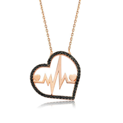 Tekbir Silver - Sterling Silver 925 Heart Rhythm Necklace for Women