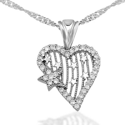 Tekbir Silver - Sterling Silver 925 Heart Necklace for Women