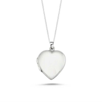 Gumush - ​Gümüş Kapaklı Kalp Madalyon Kadın Kolye
