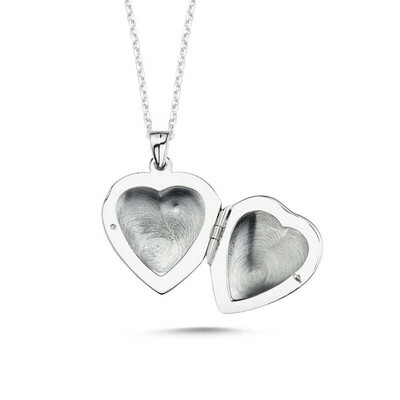 Gumush - ​Gümüş Kapaklı Kalp Madalyon Kadın Kolye (1)