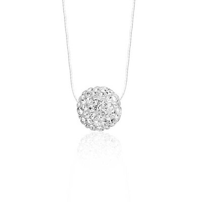 Tekbir Silver - Gümüş Kristal Taşlı Top Bayan Kolye