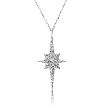 Tekbir Silver - Sterling Silver 925 Pole Star Necklace for Women