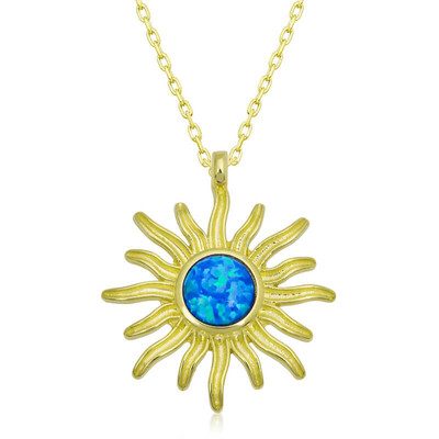 Gumush - ​Gümüş Mavi Opal Taşlı Güneş Kadın Kolye