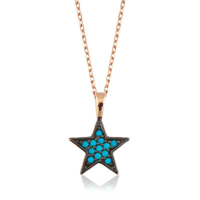 Tekbir Silver - Sterling Silver 925 Blue Star Necklace for Women