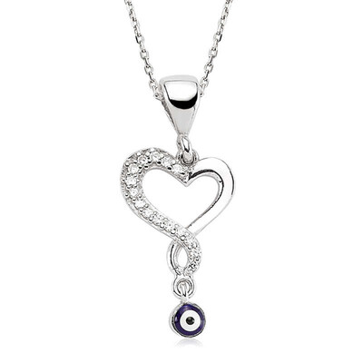 Tekbir Silver - Sterling Silver 925 Heart Necklace for Women