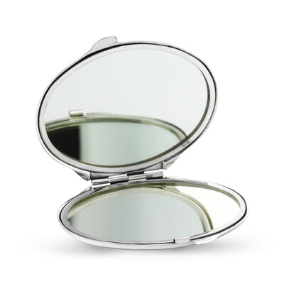 Tekbir Silver - Gümüş Papatya Motifli Kapaklı Oval El Aynası (1)