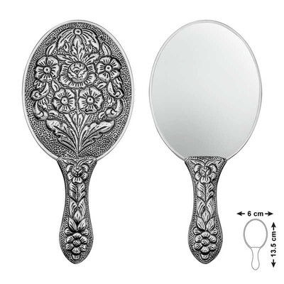 Gumush - Gümüş Papatya ve Gül Motifli El Aynası