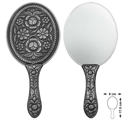 Gumush - Gümüş Papatya ve Gül Motifli El Aynası