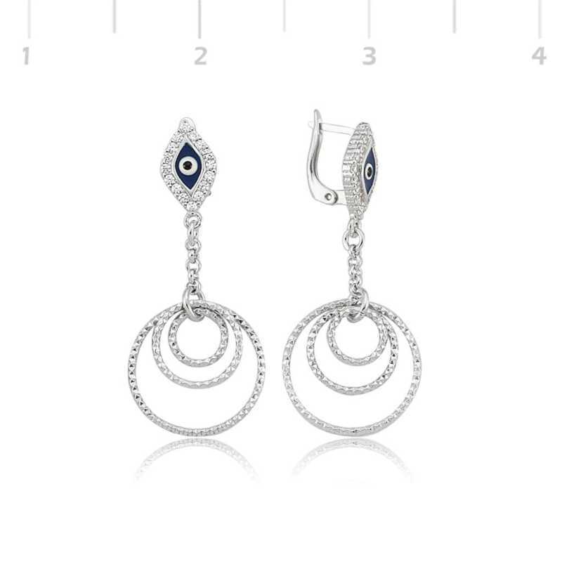 Gümüş Sallantılı Nazar Küpe Tekbirsilver