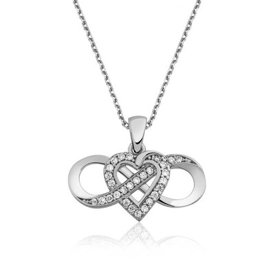 Tekbir Silver - Sterling Silver 925 Heart Necklace for Women