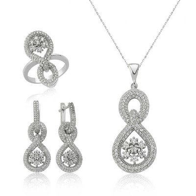 Tekbir Silver - Gümüş Sonsuz Kar Tanesi Bayan Set