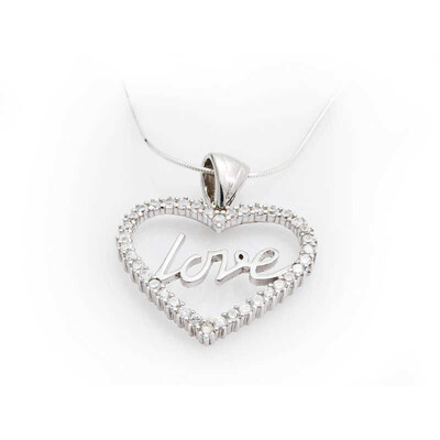 Tekbir Silver - Sterling Silver 925 Heart Necklace for Women