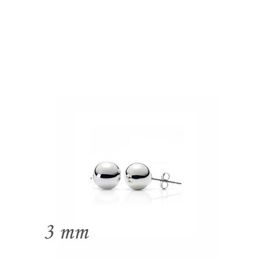 Tekbir Silver - Gümüş Top Küpe - 3 mm