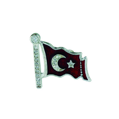 Tekbir Silver - Gümüş Türk Bayrağı Rozet