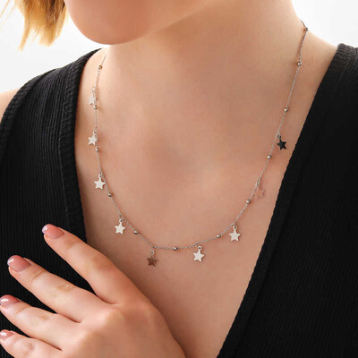 Gumush - Sterling Silver 925 Star Necklace for Women