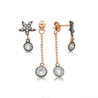 Tekbir Silver - Gümüş Zincirli Deniz Yıldızı Küpe