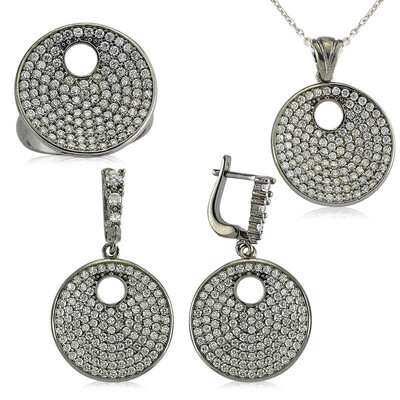 Tekbir Silver - Gümüş Zirkon Taşlı Yuvarlak Bayan Set