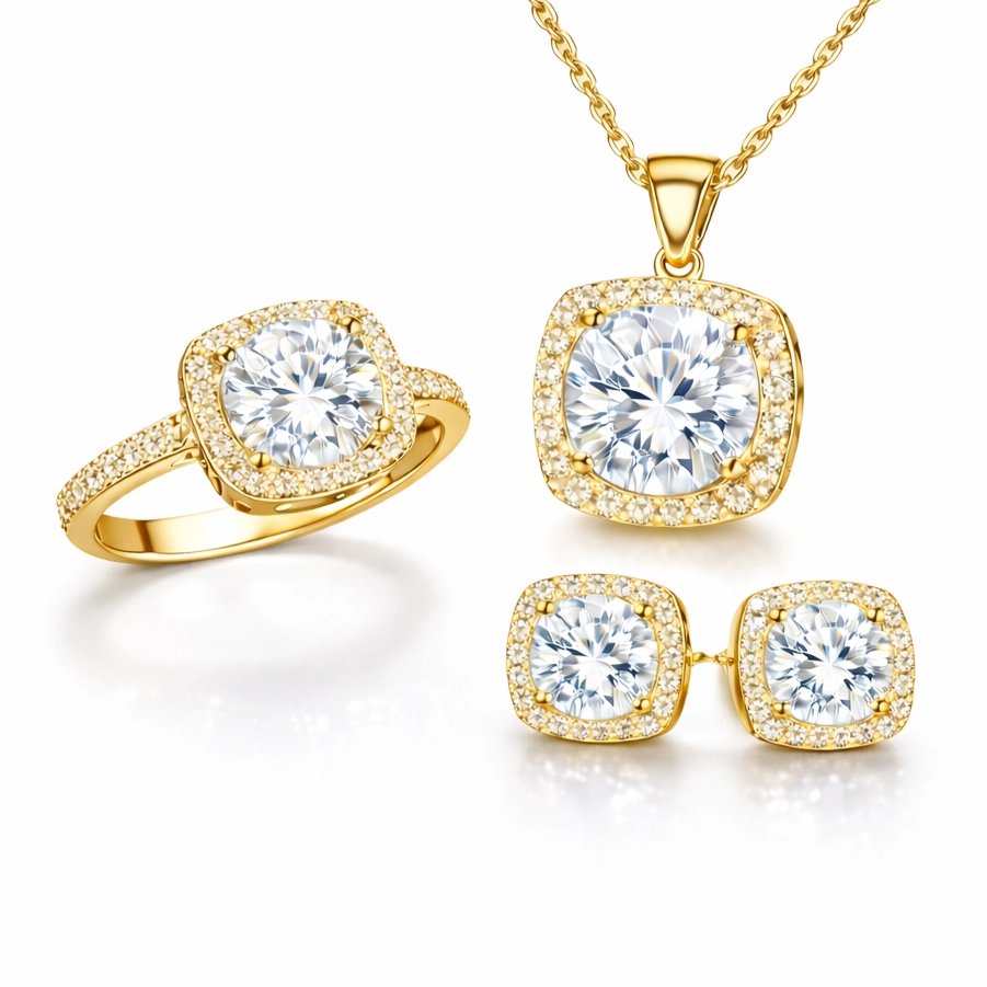 Gümüş Gold Kare Montür Kadın Set