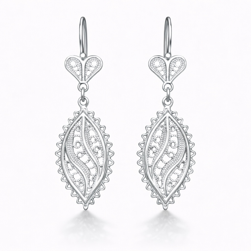 Silver 925 Leaf Filigree Earring