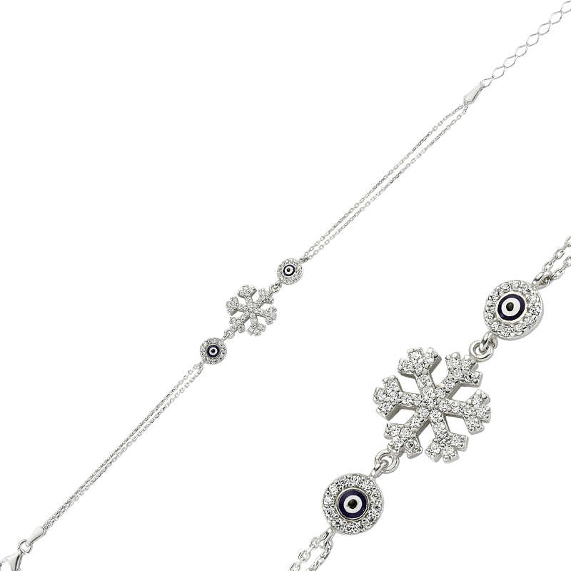 Silver Evil Eye Snowflake Women’s Bracelet