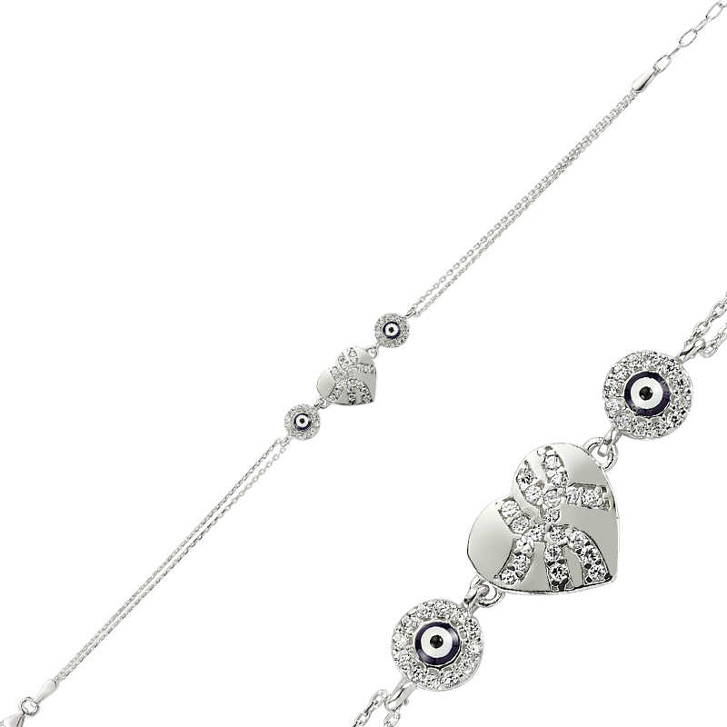 Silver Evil Eye Heart Women’s Bracelet