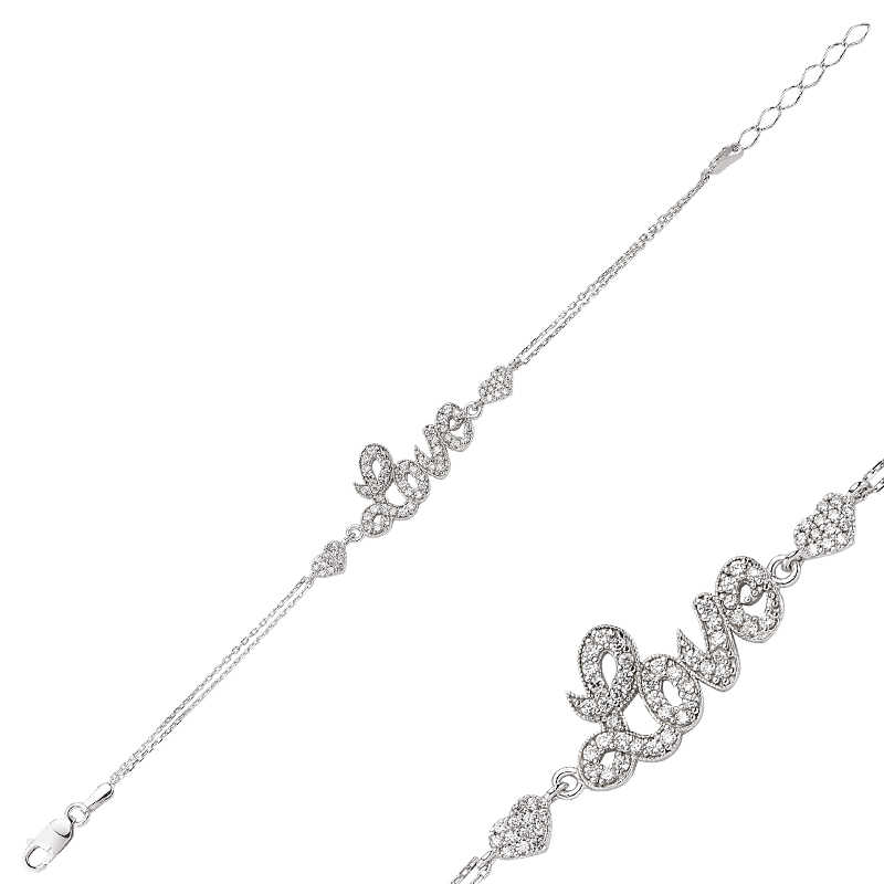 Silver Heart Love Written Women’s Bracelet