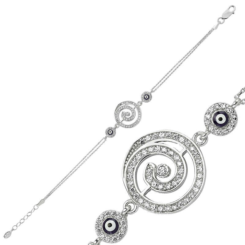 Silver Round Evil Eye Women’s Bracelet