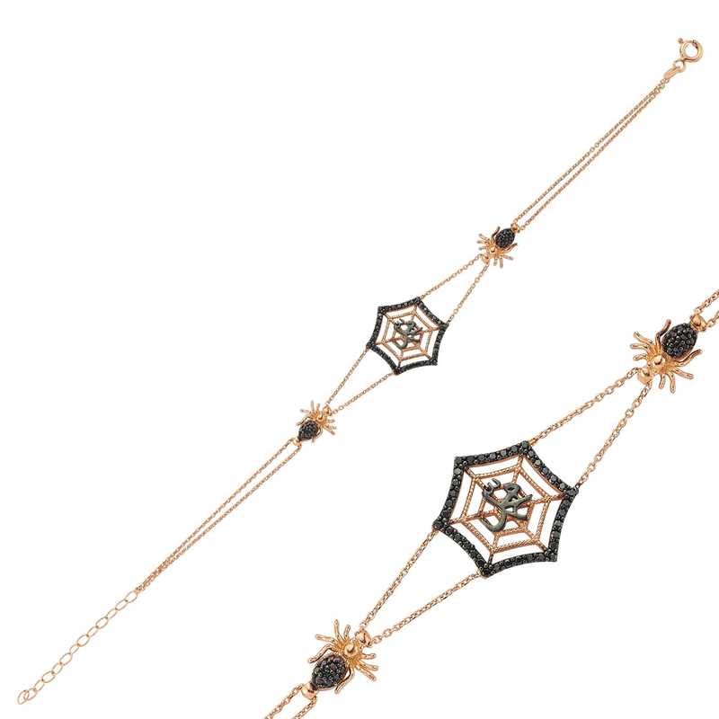 Silver Rose Spider Web Women’s Bracelet