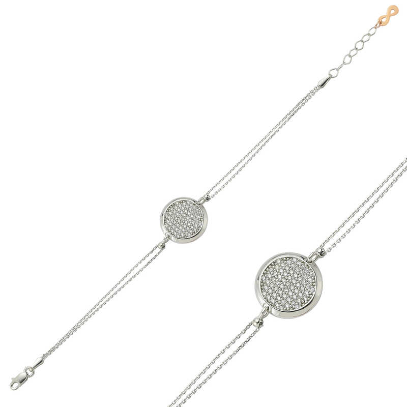 Silver White Stone Round Women’s Bracelet