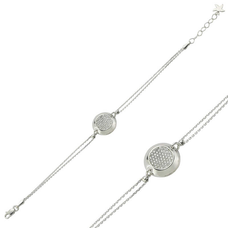 Silver White Stone Round Women’s Bracelet