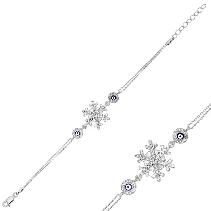 Silver Evil Eye Snowflake Women’s Bracelet