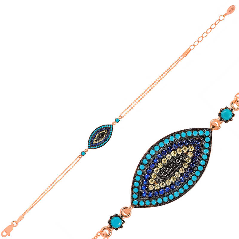 Silver Rose Evil Eye Women’s Bracelet