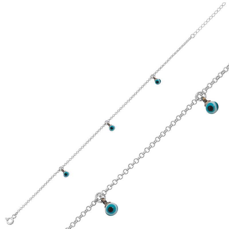 Silver Evil Eye Anklet