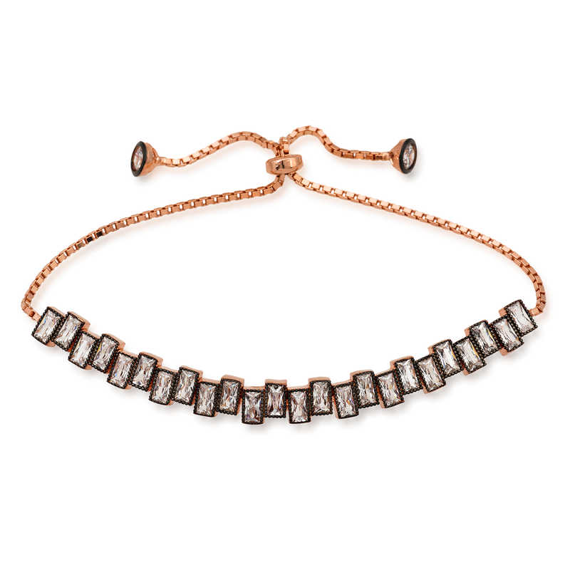 Silver Rose Baguette Stone Elevator Bracelet